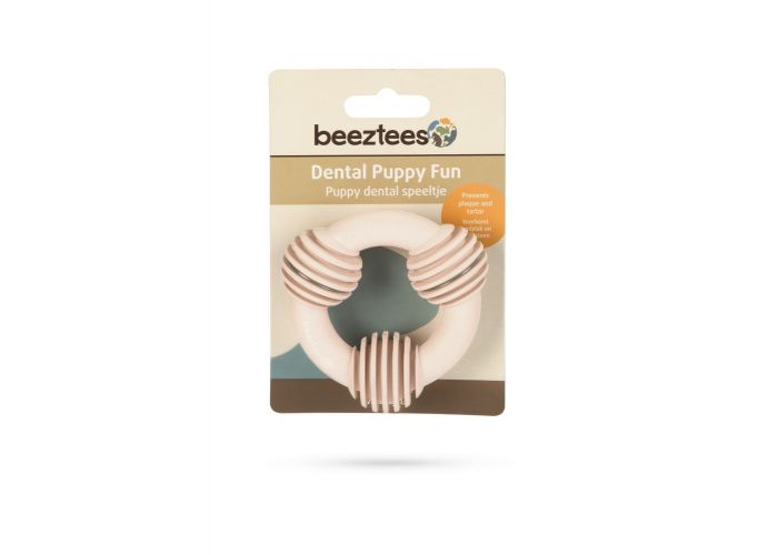 Puppy dental ring rubber roze 8cm
