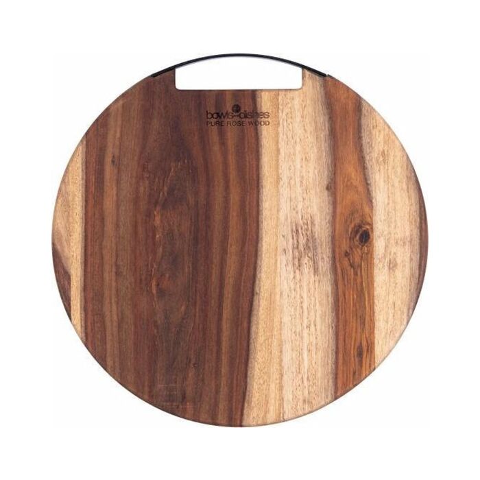 Serveerplank pure rose wood rond 1 metalen handvat Ø 30 cm Serveerplank pure rose wood rond 1 metalen handvat Ø 30 cm