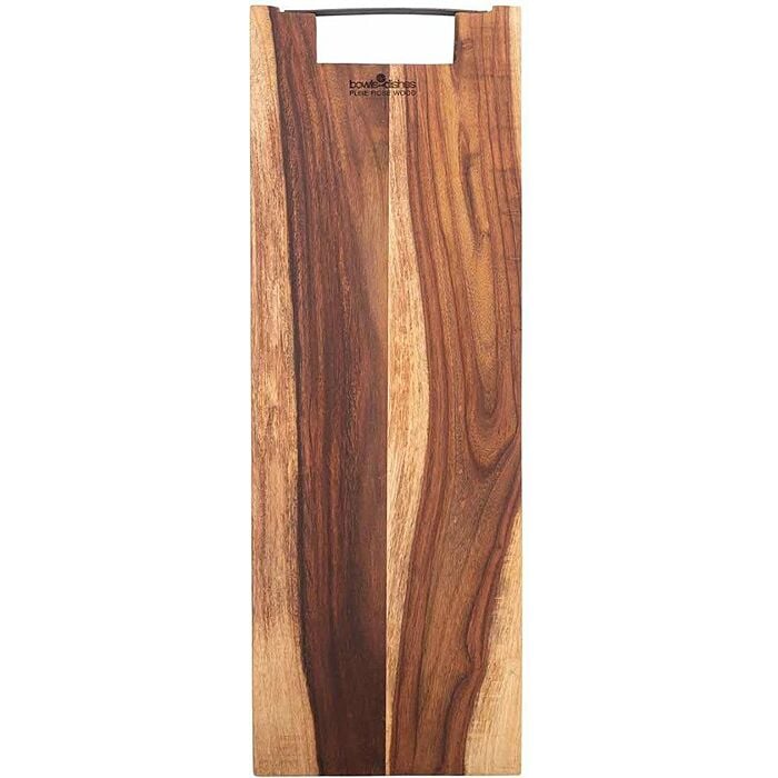 Serveerplank pure rose wood recht met metalen handvat 59 cm Serveerplank pure rose wood recht met metalen handvat 59 cm