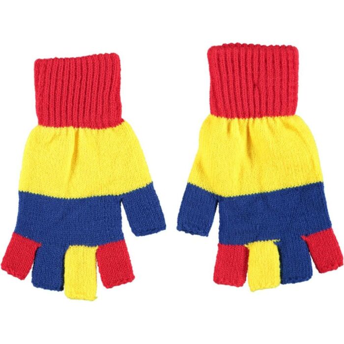 Vingerloze carnaval handschoenen rood/geel/blauw - Apollo