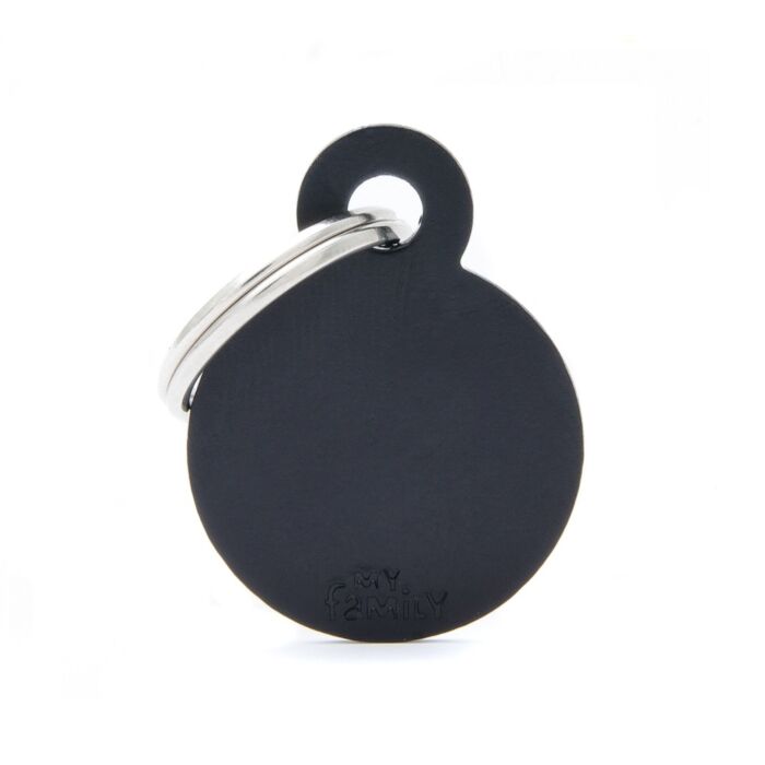 MyFamily Basic small Aluminium zwarte Ronde ID-Tag MyFamily Basic small Aluminium zwarte Ronde ID-Tag
