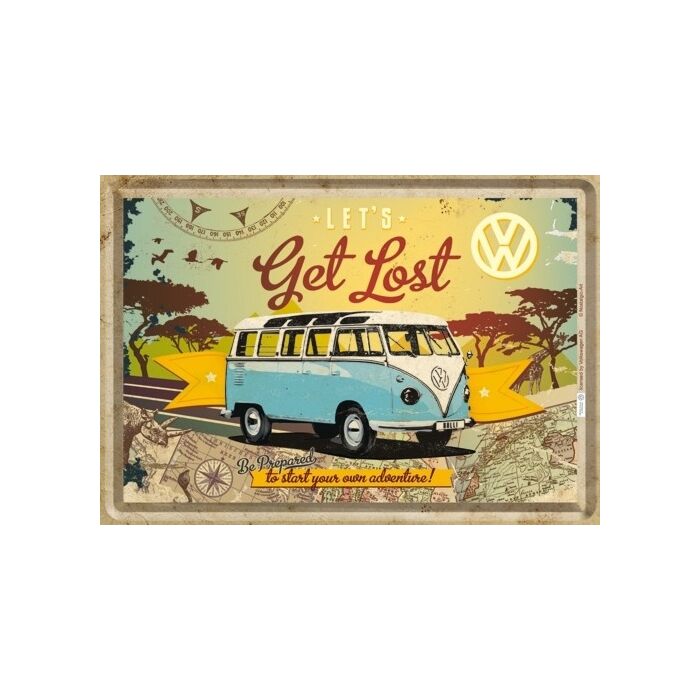 Metal Postcards VW Bulli - Let's Get Lost