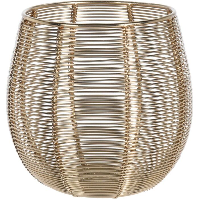 Theelichthouder metaaldraad goud 12,7 cm