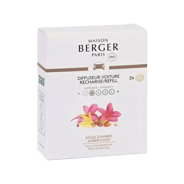 Autoparfum navulling 2 stuks Soleil d'Ambre - Lampe Berger