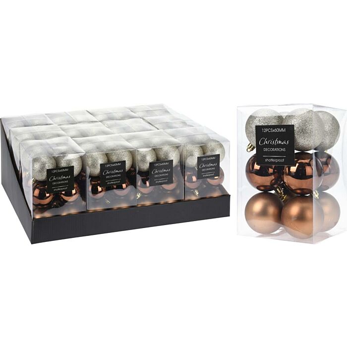 Kerstballen amber Ø 6 cm set van 12 Kerstballen amber Ø 6 cm set van 12