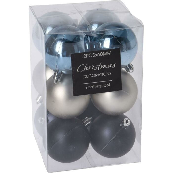 Kerstballen pebble blauw Ø 6 cm set van 12 Kerstballen pebble blauw Ø 6 cm set van 12