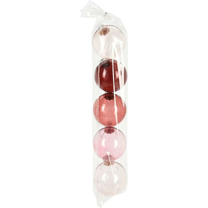 Kerstbal set Ø 8 cm imagine roze set van 5