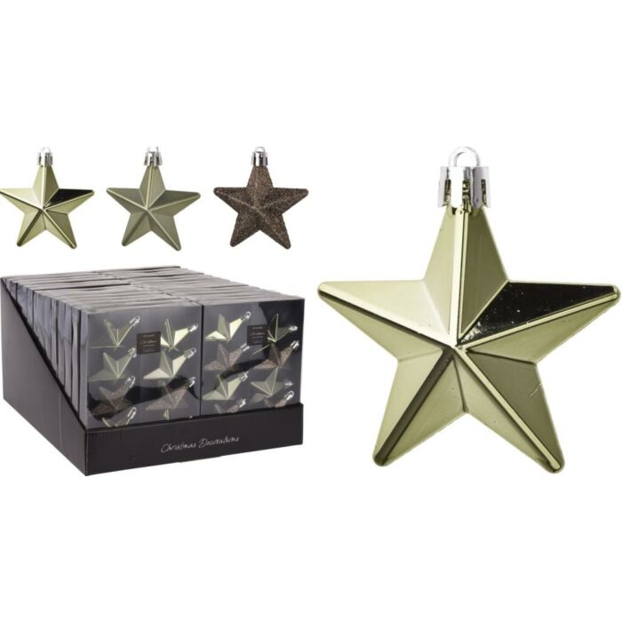 Ster Hangdeco licht groen 6,5 cm set van 8 Ster Hangdeco licht groen 6,5 cm set van 8