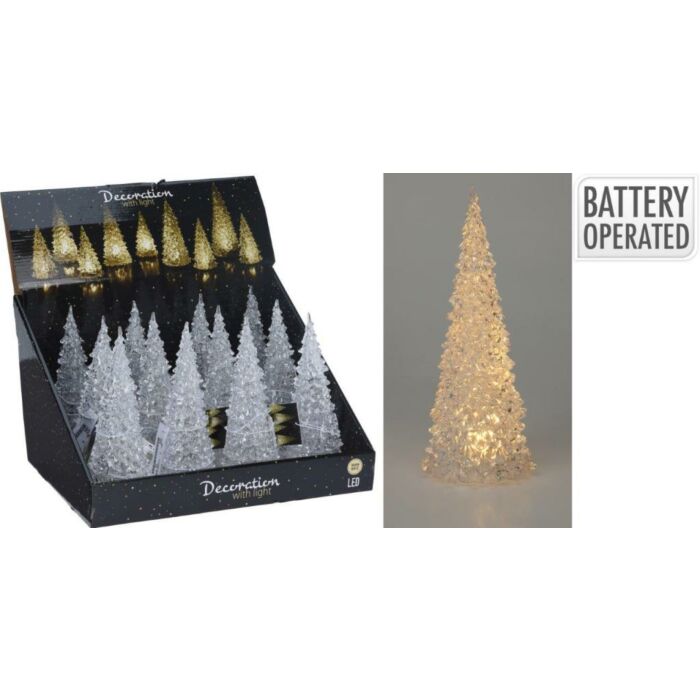 Decoratie kerstboom acryl met verlichting warm wit 21 cm Decoratie kerstboom acryl met verlichting warm wit 21 cm