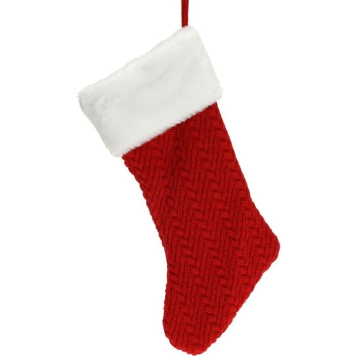 Kerstsok luxe gebreid 40 cm Kerstsok luxe gebreid 40 cm