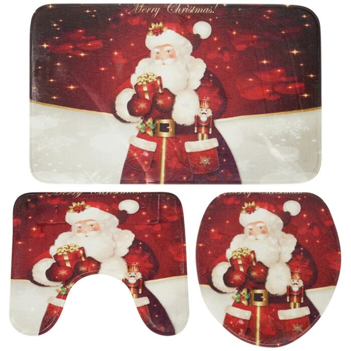 Toiletset kerst 3-delig rood wit Toiletset kerst 3-delig rood wit
