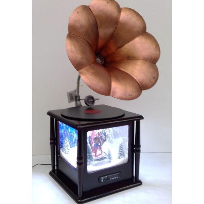 Grammofoon met verlichting en sneeuw Grammofoon met verlichting en sneeuw