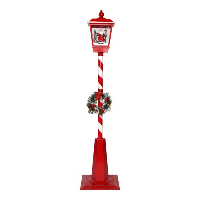 Lantaarn sneeuw kerstman rood wit 180 cm