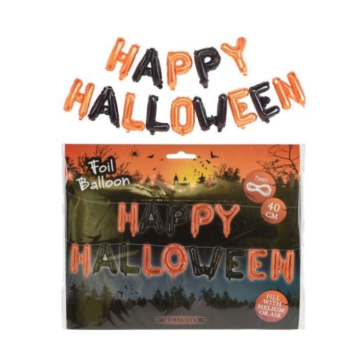 Ballon folie 'HAPPY HALLOWEEN' zwart oranje