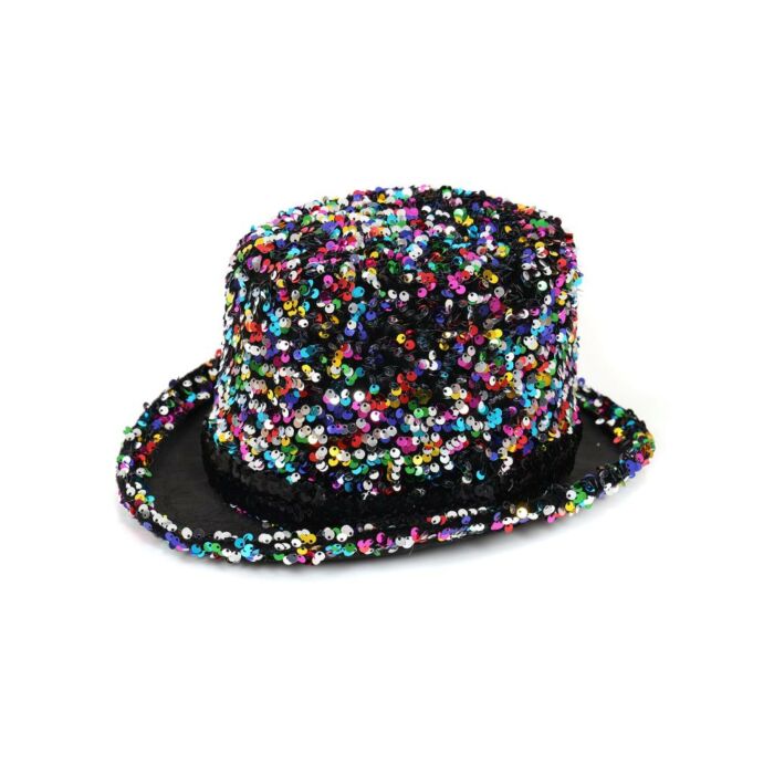 Hoge hoed paillet multi