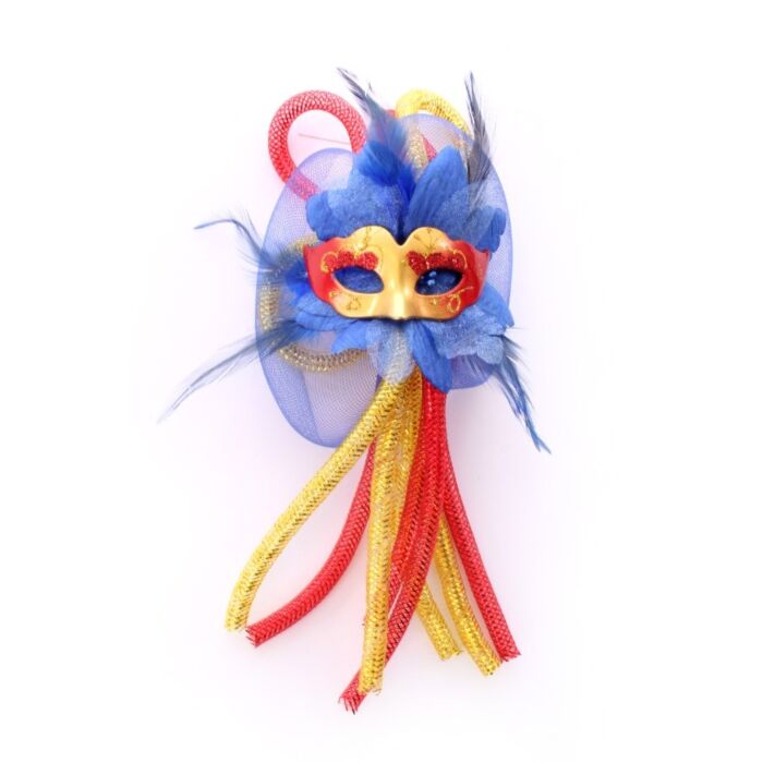 Broche oogmasker oogmasker rood/geel/blauw Broche oogmasker oogmasker rood/geel/blauw