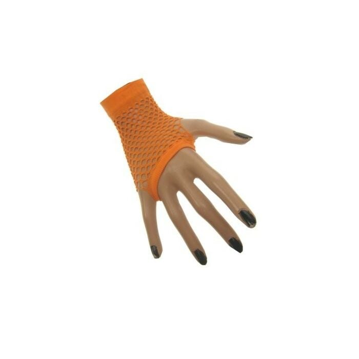 Nethandschoen kort vingerloos fluor oranje Nethandschoen kort vingerloos fluor oranje