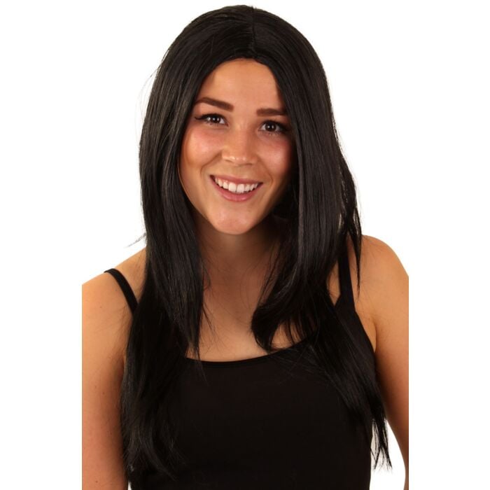 Pruik zwart lang haar Pruik zwart lang haar