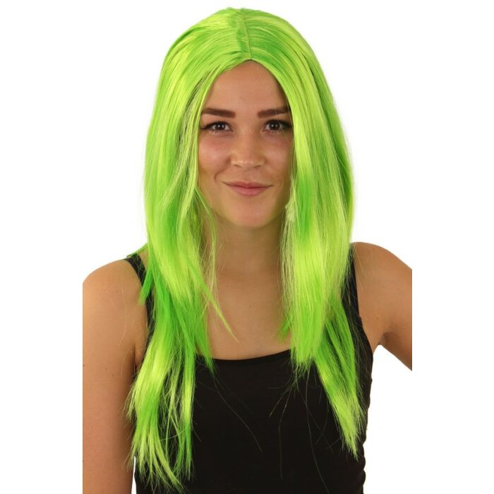 Pruik fluor groen lang haar Pruik fluor groen lang haar