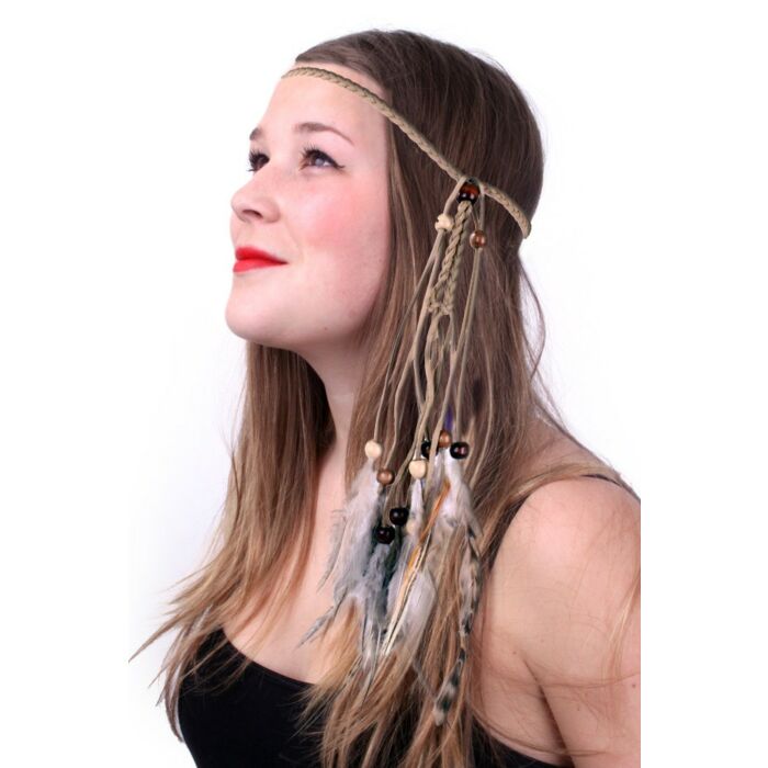 Hoofdband indiaan met veertjes Hoofdband indiaan met veertjes