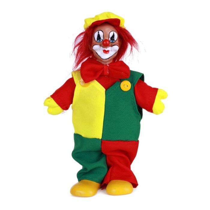 Clownspop met pet rood geel groen 20 cm Clownspop met pet rood geel groen 20 cm