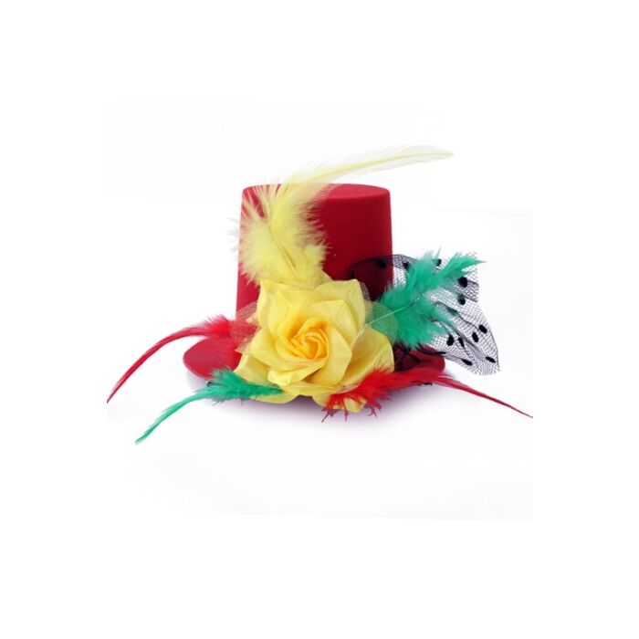 Broche / speldje mini hoedje rood/geel/groen Broche / speldje mini hoedje rood/geel/groen