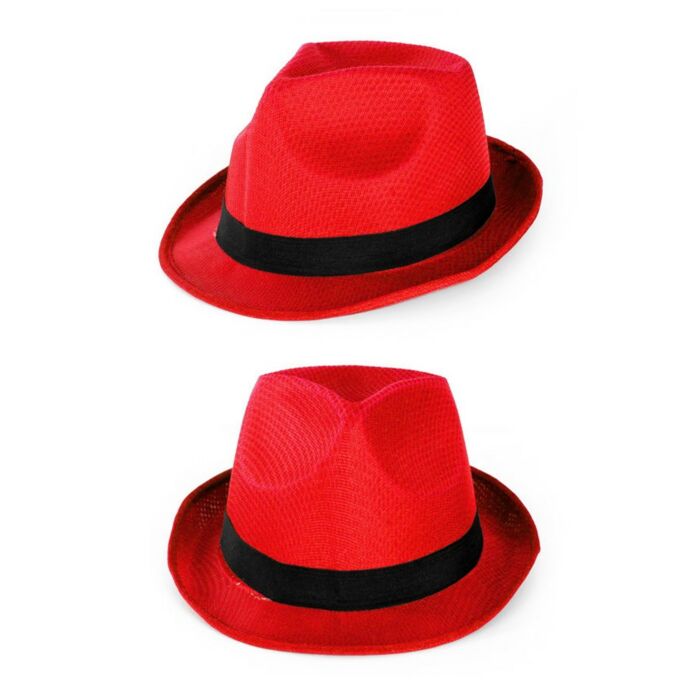 Gleufhoedje rood met zwarte band