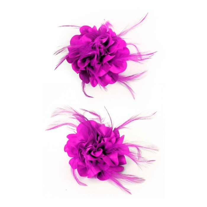 Bloem op speld met veertjes roze