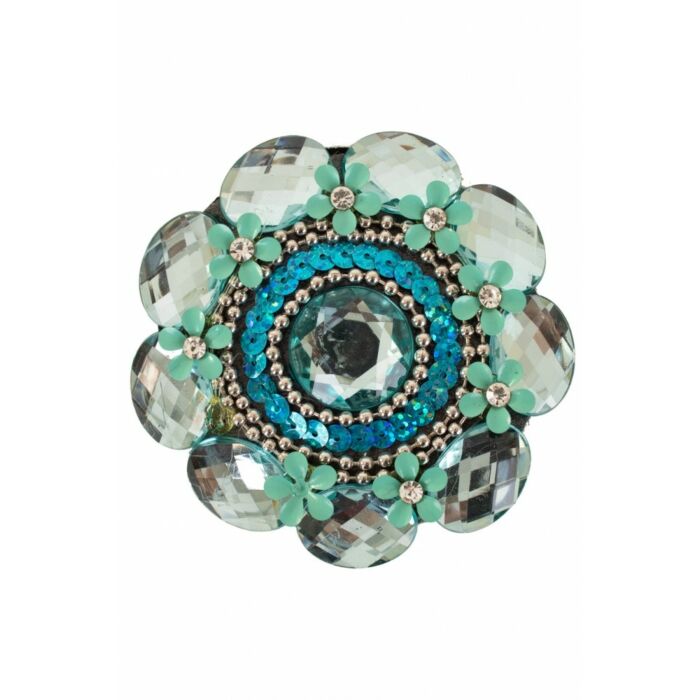 Broche bloem turquoise