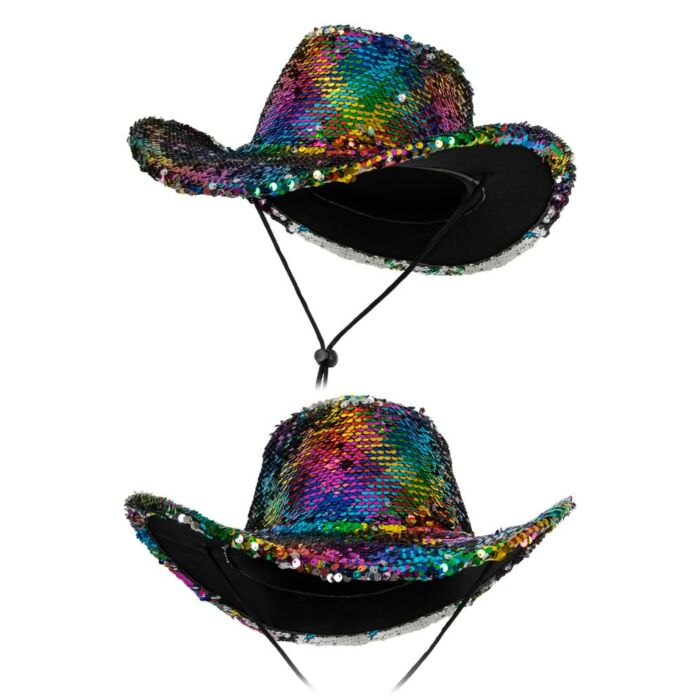 Cowboyhoed rainbow pailletten