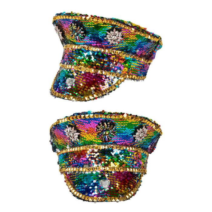 Kapiteinspet rainbow pailletten luxe