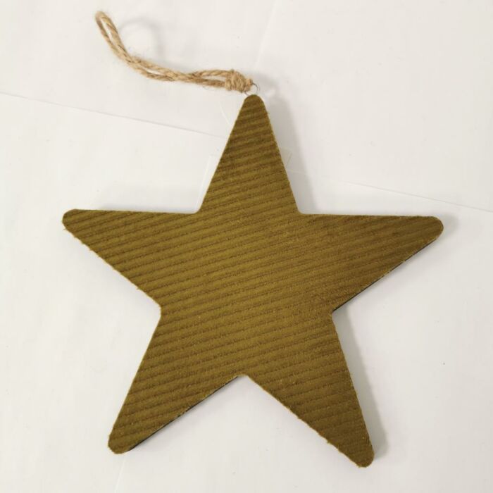 Hanger ster stof 20x8cm rib groen Hanger ster stof 20x8cm rib groen