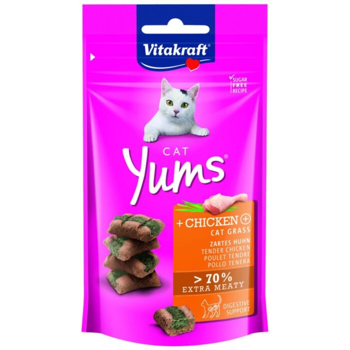 Kattensnack cat yums kip & kattengras 40g Kattensnack cat yums kip & kattengras 40g