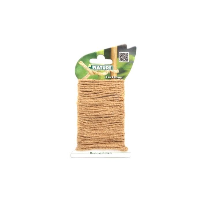 Jute bindtouw naturel met ijzeren kern Ø2,75mmx5m 27g Jute bindtouw naturel met ijzeren kern Ø2,75mmx5m 27g
