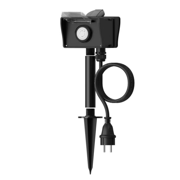 Tuincontactdoos 2-Voudig met Grondpen en 
Timer, 1,4 meter Kabel - Calex
