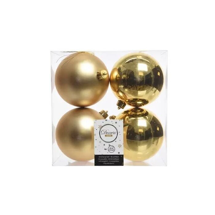 Kerstballen goud kunststof Ø 10 cm set van 4