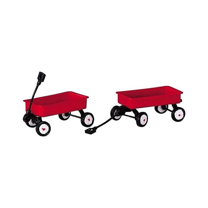 Lemax Red Wagons, set van 2 Lemax Red Wagons, set van 2