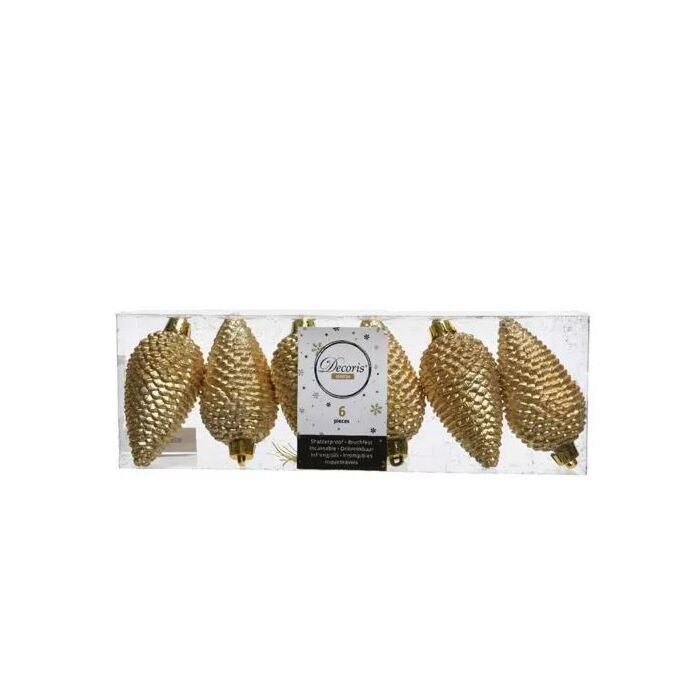 Dennenappel goud kunststof Ø 8 cm set van 6 Dennenappel goud kunststof Ø 8 cm set van 6