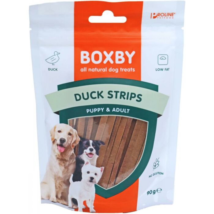 Hondensnack Boxby duck strips 90g Hondensnack Boxby duck strips 90g