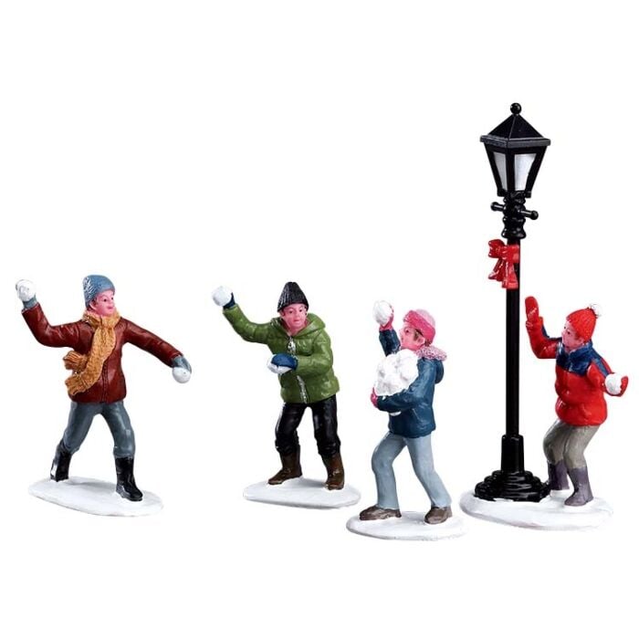 Lemax Snowball Fight!, set van 4 Lemax Snowball Fight!, set van 4
