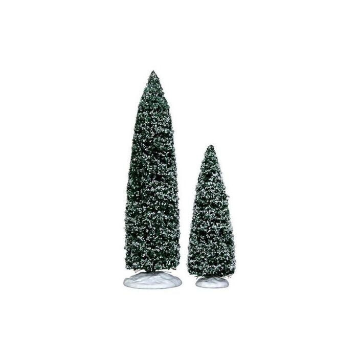 Lemax Snowy Juniper Tree, large & medium, set van 2