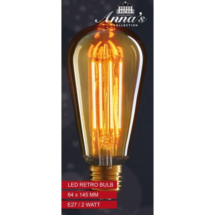 LED Retro Lamp 64X145Mm 2W-1800K//E27/ gloeidraad 4St/6 cm LED Retro Lamp 64X145Mm 2W-1800K//E27/ gloeidraad 4St/6 cm