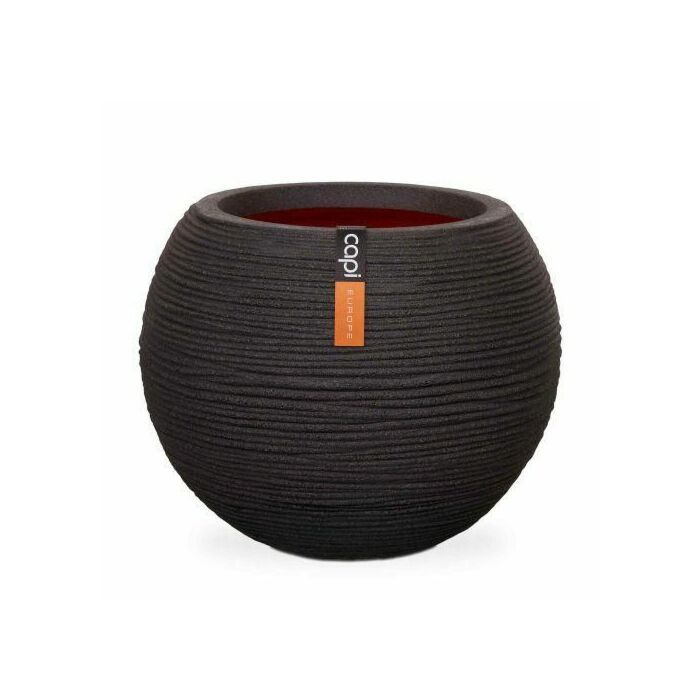 Vaas bol rib zwart Ø 40 cm