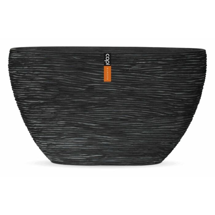 Planter ovaal rib  zwart 59 cm - Capi