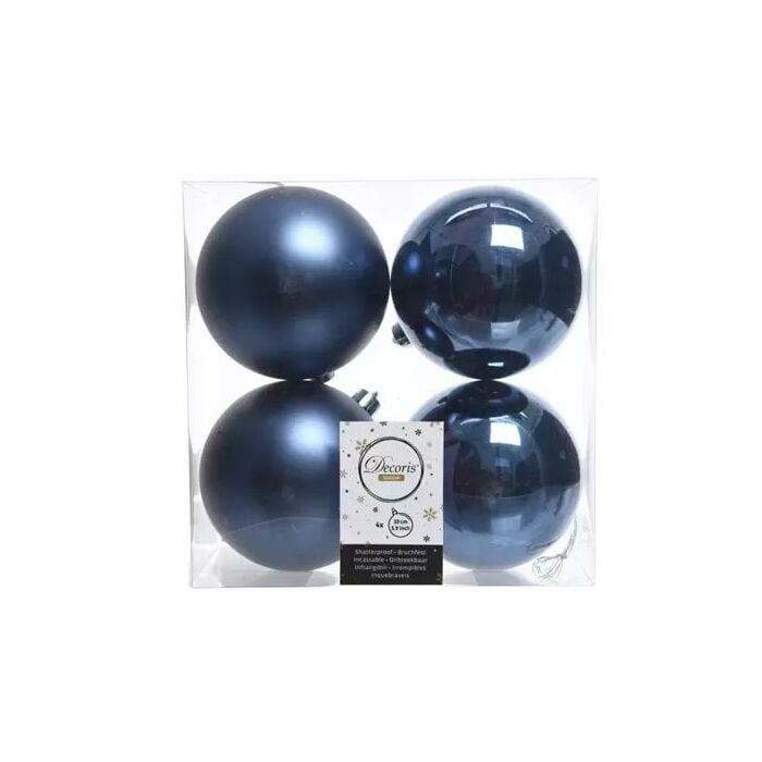 Kerstballen blauw kunststof Ø 10 cm set van 4
