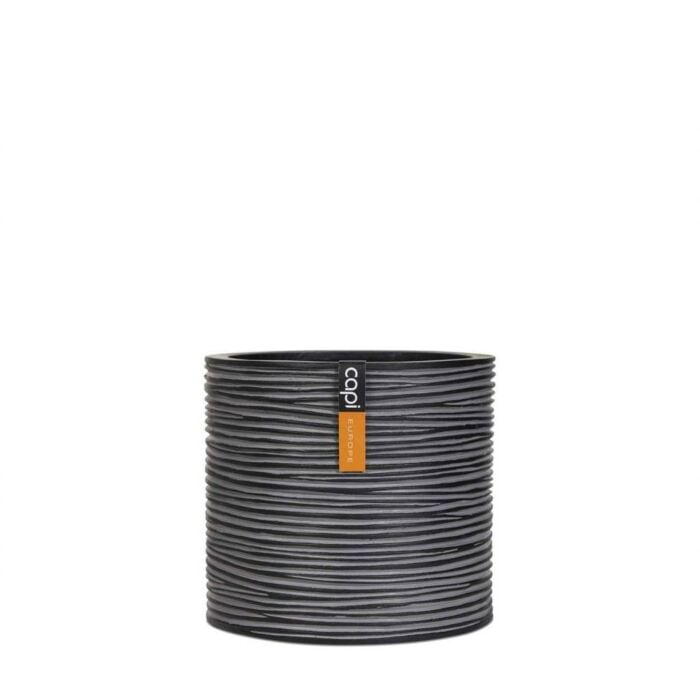 Pot cylinder rib zwart Ø 17 cm