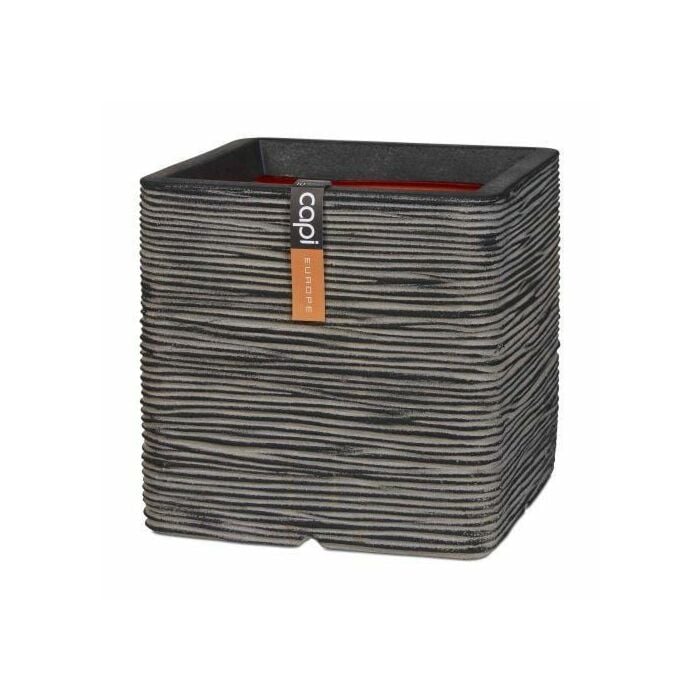 Pot vierkant rib antraciet  30 cm