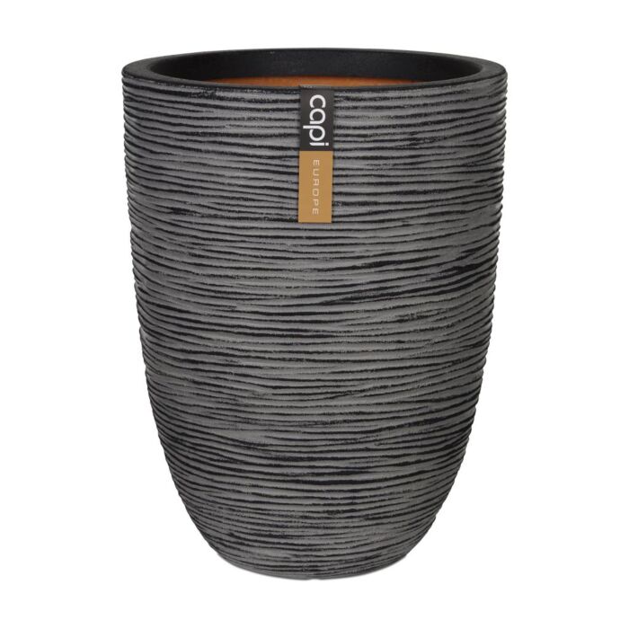 Bloempot Vase elegant laag rib antraciet Ø 46 cm - Capi