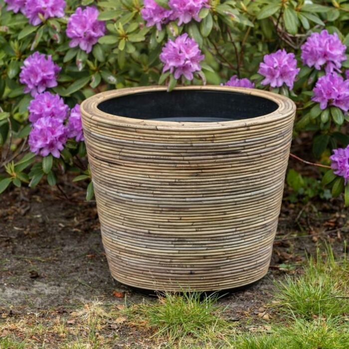 Drypot rotan streep d53h49cm Drypot rotan streep d53h49cm