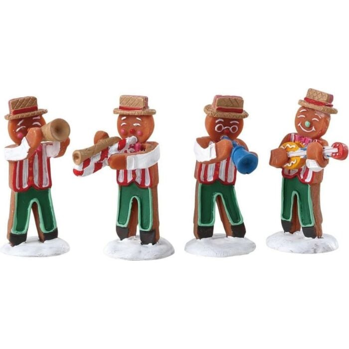 Lemax Gingerbread Jazz, set van 4 Lemax Gingerbread Jazz, set van 4
